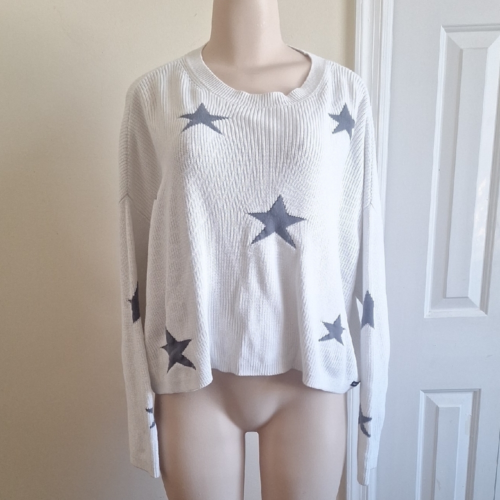 Calvin Klein Jeans Star Print Slouchy Drop Shoulder Cotton Sweater Large